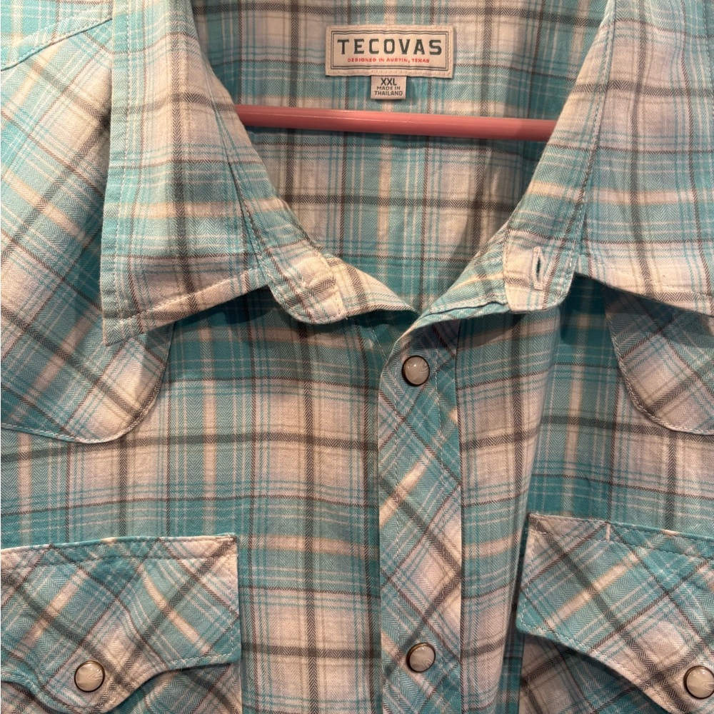 Tecovas Turquoise Plaid Western Shirt